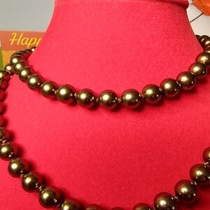 Vintage Matte Gold Faux Pearl Necklace